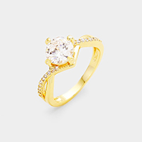 Twisted 14K Gold Plated CZ Ring