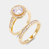 2PCS - Gold Plated CZ Embellished Rings