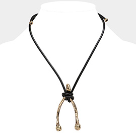 Unisex Wishbone Metal Pendant Necklace