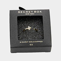 Secret Box _ 14K Gold Dipped CZ Cross Ring