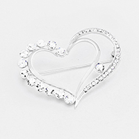 Stone Trimmed Heart Pin Brooch
