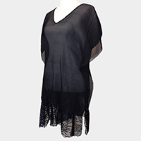 Floral Lace Texturized Long Poncho