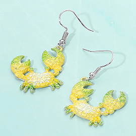 Colored Metal Crab Dangle Earrings