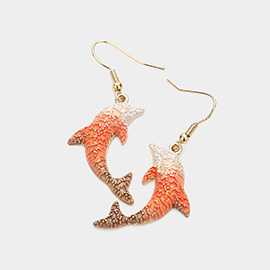 Colored Metal Dolphin Dangle Earrings