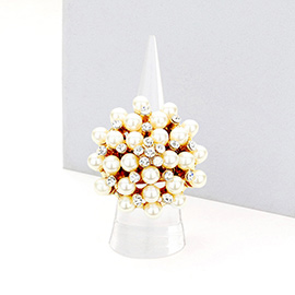 Pearl Bloom Pave Stretch Ring