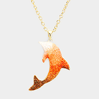 Dolphin Colored Metal Pendant Necklace