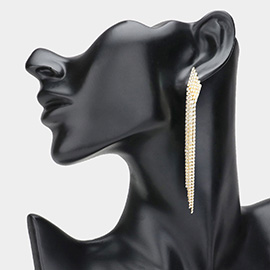 6Rows Crystal Rhinestone Fringe Evening Earrings