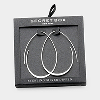 Secret Box _ Sterling Silver Dipped Metal Teardrop Hoop Earrings