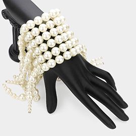 Multi Strand Pearl Cluster Vine Stretch Bracelet