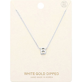 -B- White Gold Dipped Metal Pendant Necklace