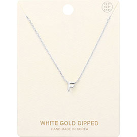 -F- White Gold Dipped Metal Pendant Necklace
