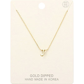 -J- Gold Dipped Metal Pendant Necklace
