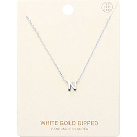 -N- White Gold Dipped Metal Pendant Necklace