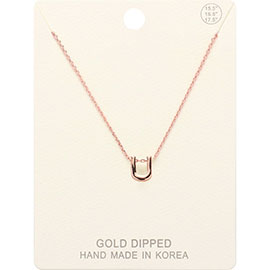 -U- Gold Dipped Metal Pendant Necklace