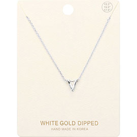 -V- White Gold Dipped Metal Pendant Necklace