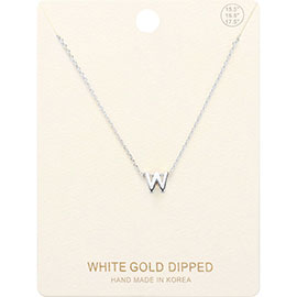 -W- White Gold Dipped Metal Pendant Necklace
