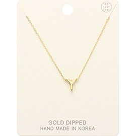 -Y- Gold Dipped Metal Pendant Necklace