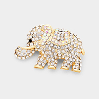 Crystal Pave Elephant Pin Brooch