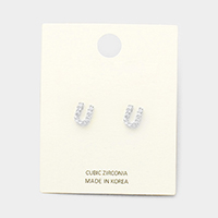 'U' Cubic Zirconia Monogram Stud Earrings