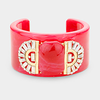 Crystal Embellished Celluloid Acetate Cuff Bracelet