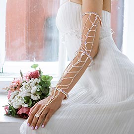 Wide Crystal Rhinestone Pave Leaf Bridal Hand Chain Evening Bracelet