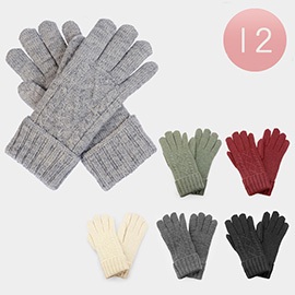 12Pairs - Soft Knit Fur Lining Gloves