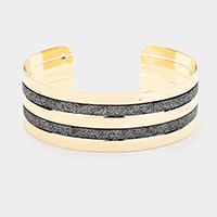 Metal Shiny Stripe Detail Cuff Bracelet