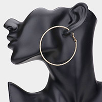 14k Gold Filled Textured Brass Metal Hoop Earrings