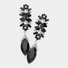 Marquise Glass Crystal Drop Evening Earrings