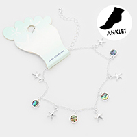 Metal Starfish Abalone Disc  Charm Anklet