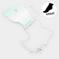 Abalone Starfish Charm Bead Detailed Anklet
