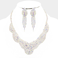 Crystal Rhinestone Pave Collar Evening Necklace