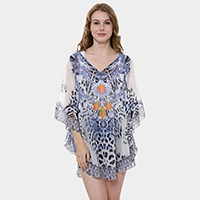 Mixed Print Cover Up Poncho