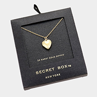 Secret Box _ 14K Gold Dipped Heart Locket Pendant Necklace