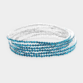 6PCS - Rhinestone Multi Layered Stretch Evening Bracelets