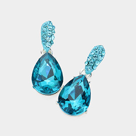 Crystal Teardrop Rhinestone Pave Evening Earrings