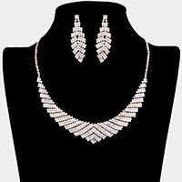 Curved Pave Crystal Rhinestone Necklace