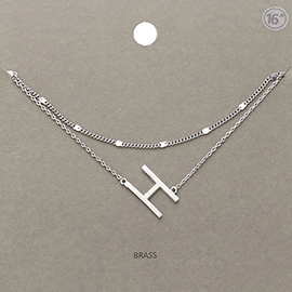 -H- Monogram Brass Metal Necklace