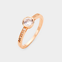 Rose Gold Plated Round CZ Ring
