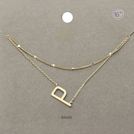 -P- Monogram Brass Metal Necklace