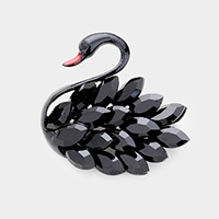 Swan Marquise Stone Cluster Accented Pin Brooch