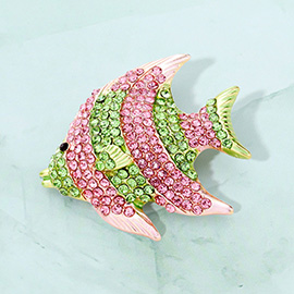 Rhinestone Pave Tropical Fish Pin Brooch