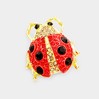 Rhinestone Pave Ladybug Pin Brooch