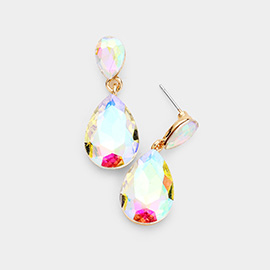 Glass Crystal Teardrop Dangle Earrings