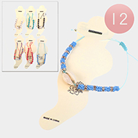 12PCS - Puka Shell Colorful Beaded Anklets