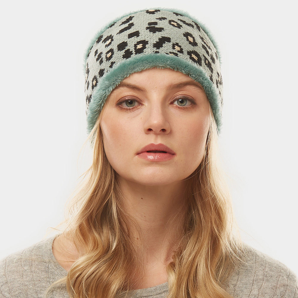 leopard print fur headband