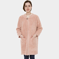 Sweater Solid Color Oversized Pockets Coat/Cardigan