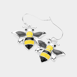 Enamel Metal Honey Bee Earrings