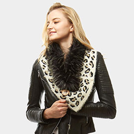 Leopard Faux Fur and Bottons Chenille Tube