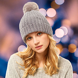 Solid Chenille Pom Pom Beanie Hat